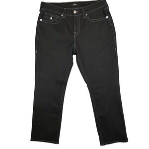True Religion Ricky Relaxed Straight Black Contrast‎ Stitch Jeans Mens 36x29